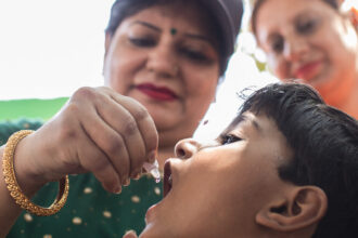 Day one of the Subnational Immunization Days in Shahjahanpur, Uttar Pradesh, India, a weeklong campaign to vaccinate children against polio. Rotarians, Rotaractors, health workers, and other volunteers set up and operate more than 1,500 immunization booths in the area. 23 June 2019.